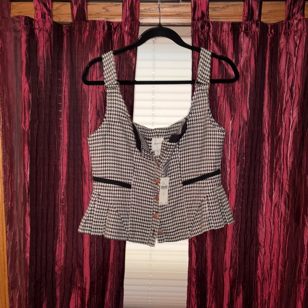 Maeve Black and White Houndstooth Blouse from Anthropologie